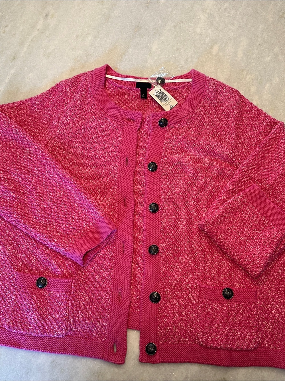 Torrid Size 3 - Hot Pink Textured Button-Front Cardigan - Picture 3 of 12